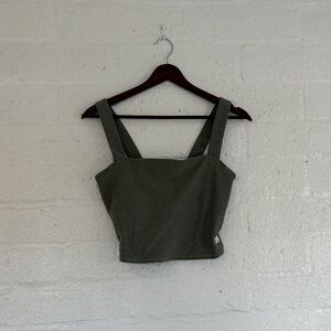 Vuori Olive Green Cropped Square-Neck Tank